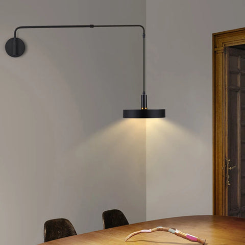 Applique Murale Bras Articulé Acier Noir Minimaliste Design Moderne Noire - Chambre Salle de Bain Salon — Calor