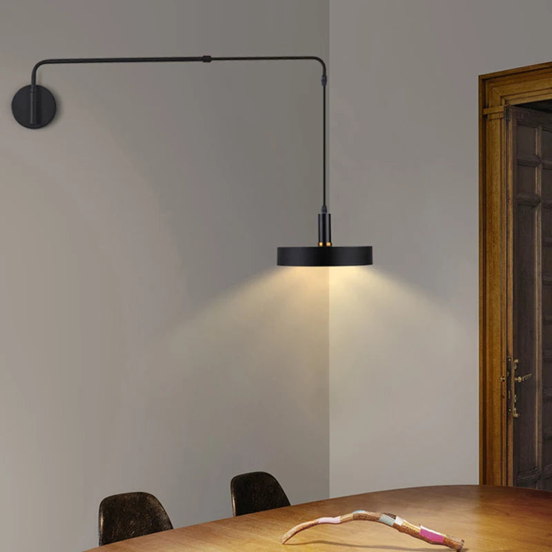 Applique Murale Bras Articulé Acier Noir Minimaliste Design Moderne Noire - Chambre Salle de Bain Salon — Calor