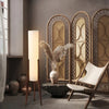 Lampadaire Cylindre Tissu Blanc et Bois Naturel - Salon Bureau Chambre — Canna