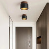 Plafonnier Cylindre Béton Noir et Bois Naturel - Salon Chambre Salle à Manger — Mimosa