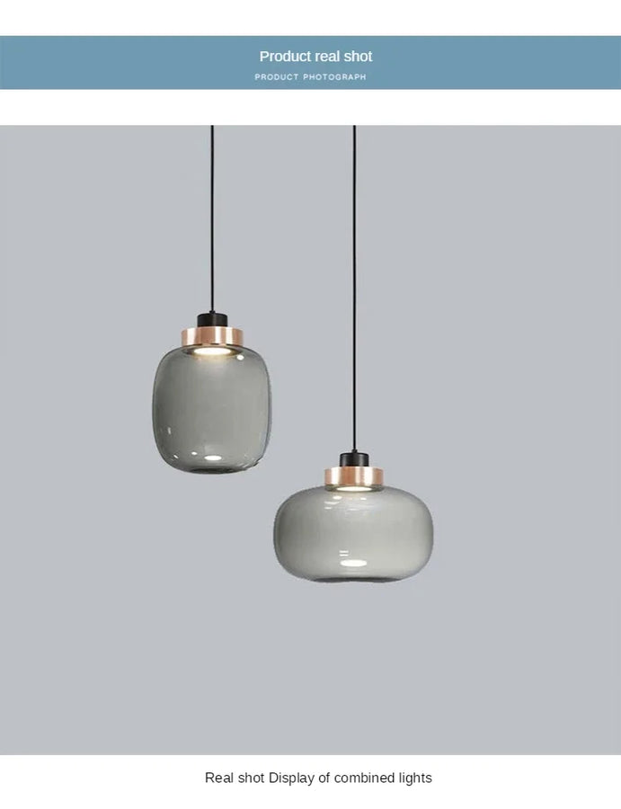 Olea Sphère Verre Soufflé Fumé et Laiton