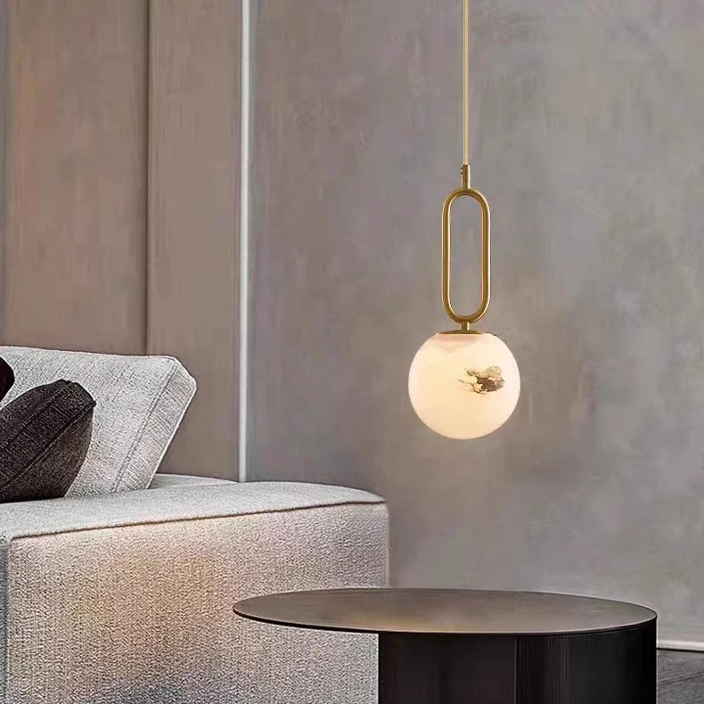 Suspension Dôme Bois Naturel et Métal Bicolore Nordique Design - Cuisine Chambre Salon — Positano