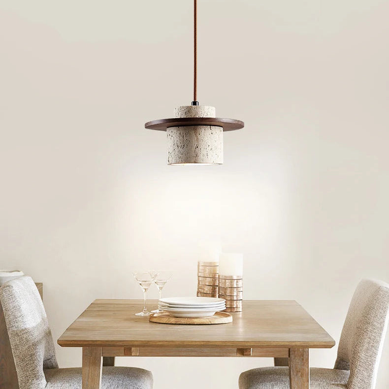 Suspension Cylindre Béton et Métal Marron Minimaliste Design - Chambre Salon Cuisine — Hypatia