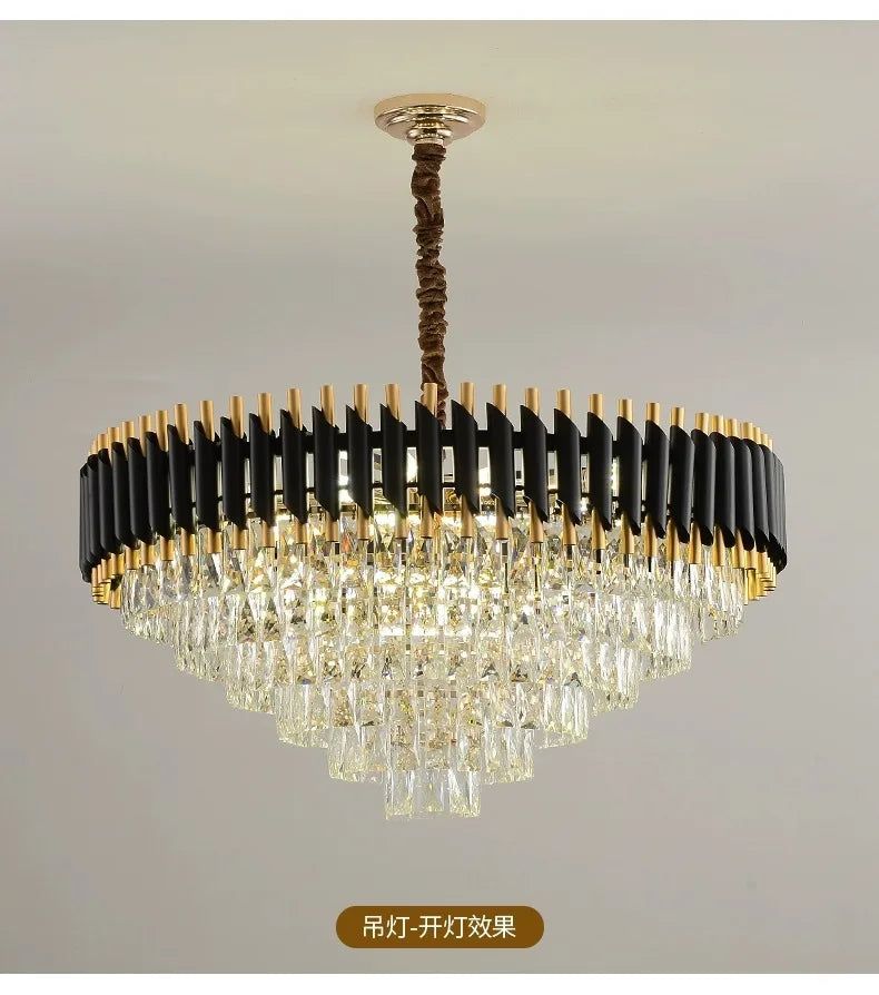 Mafalda Cascade Cristal et Métal Noir et Doré B