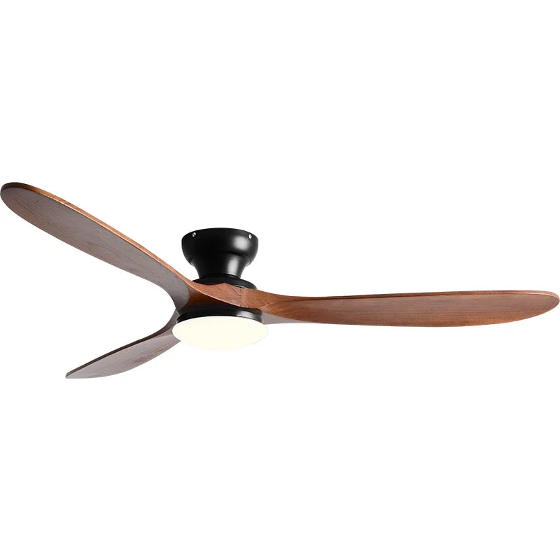 Ventilateur de Plafond Bois Massif avec Éclairage LED