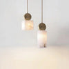 Suspension Cylindre Laiton et Albâtre Blanc Minimaliste Design - Chambre Salon Cuisine — Lucca