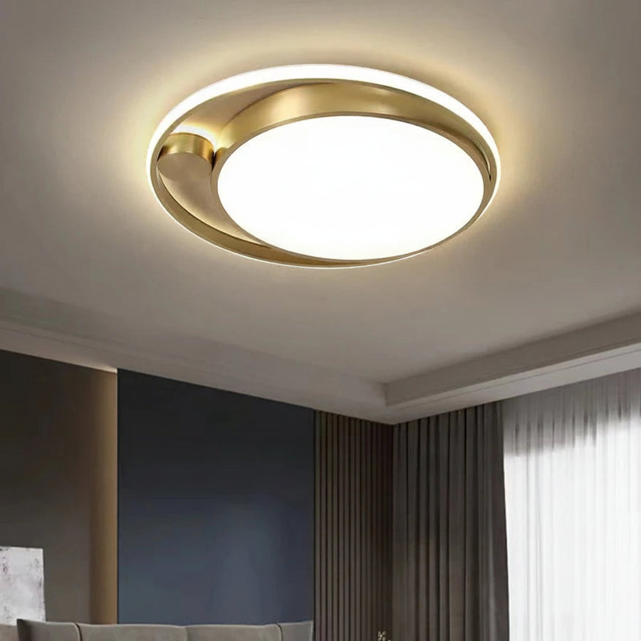 Plafonnier Anneau Métal Noir et Blanc Minimaliste Design Moderne - Salle de Bain Salon Chambre — Platino