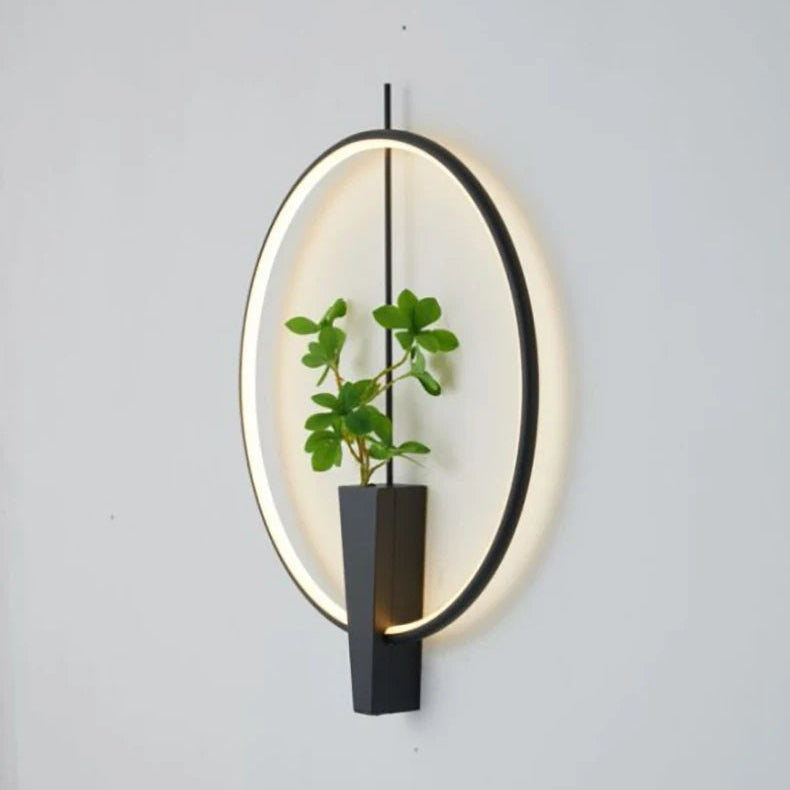 Applique Murale Anneau Métal Noir et Verre Épuré Design Moderne Noire Ronde - Chambre Salle de Bain Salon — Orbit