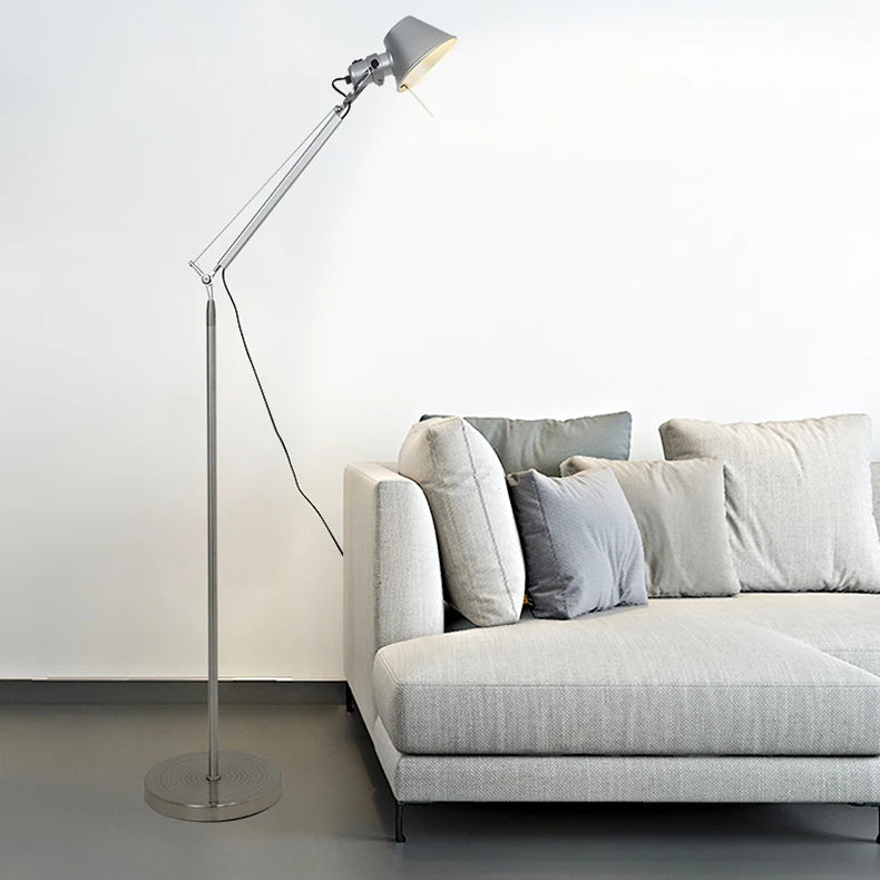 Lampadaire Bras Articulé Acier Chromé Minimaliste Design - Salon Bureau Chambre — Aura