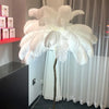 Lampadaire Feuillage Plumes Blanches et Métal Doré Art Déco - Salon Bureau Chambre — Folium