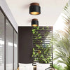 Plafonnier Cylindre Béton Noir et Bois Naturel - Salon Chambre Salle à Manger — Mimosa