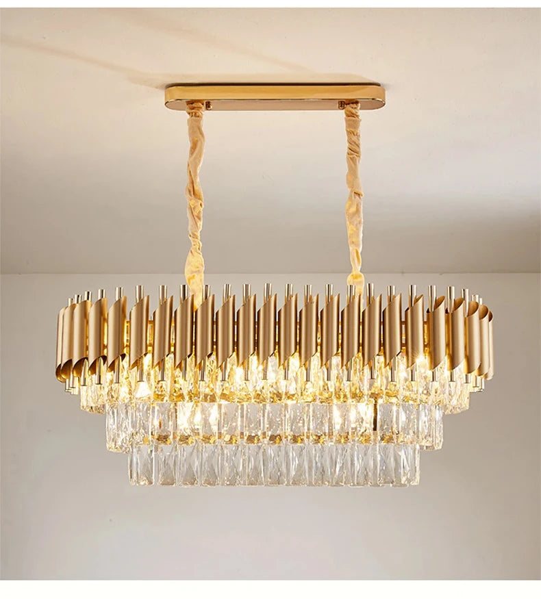 Luísa Cascade Cristal et Métal Doré Art Déco