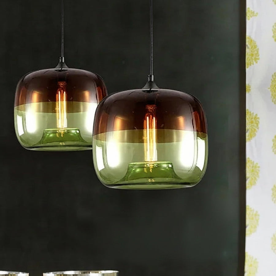 Suspension Cylindre Verre Soufflé Bicolore Élégant - Chambre Salon Cuisine — Jaspe