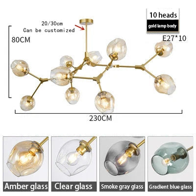 Giada Branches Verre Fumé et Laiton Doré