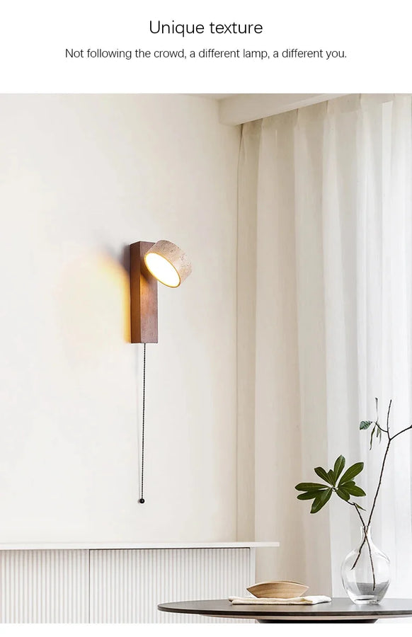 Estrella Cylindre Béton Brut et Bois Naturel