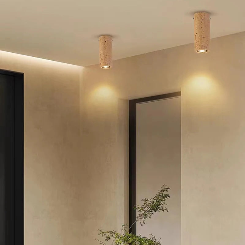 Plafonnier Cylindre Liège Naturel Minimaliste Design Moderne - Salon Chambre Salle à Manger — Antares