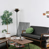 Lampadaire Tablette Métal Noir et Bois Minimaliste Design - Salon Bureau Chambre — Lumio
