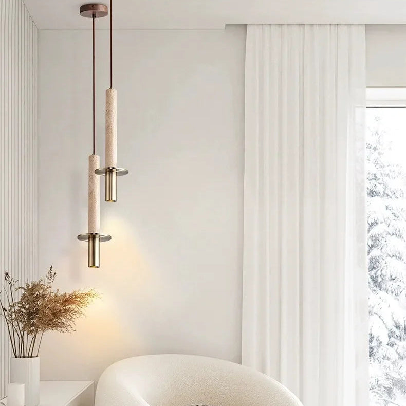 Suspension Cylindre Acier Noir Mat Minimaliste Design - Chambre Salon Cuisine — Vivace