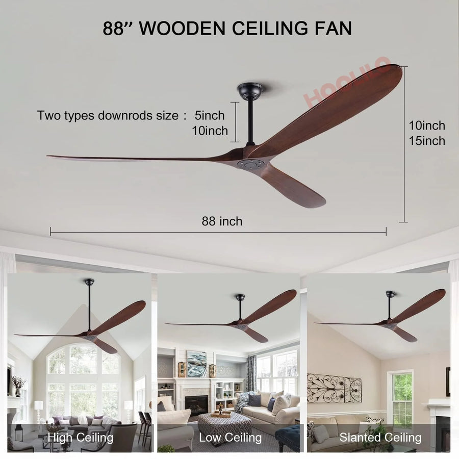 Ventilateur de Plafond Bois XXL avec Éclairage LED