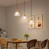 Suspension Cloche Verre Transparent et Bois Naturel - Cuisine Chambre Salon — Campanio