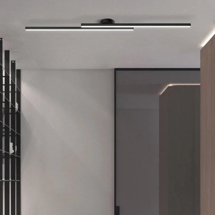 Plafonnier Linéaire Métal Noir Minimaliste Design Moderne - Salle de Bain Salon Chambre — Aase