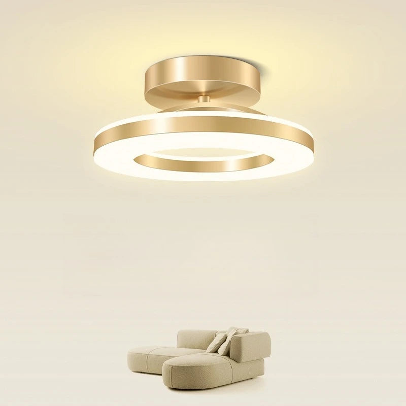 Plafonnier Anneaux Laiton Doré Minimaliste Design Moderne - Salon Salle à Manger Chambre — Ivoire