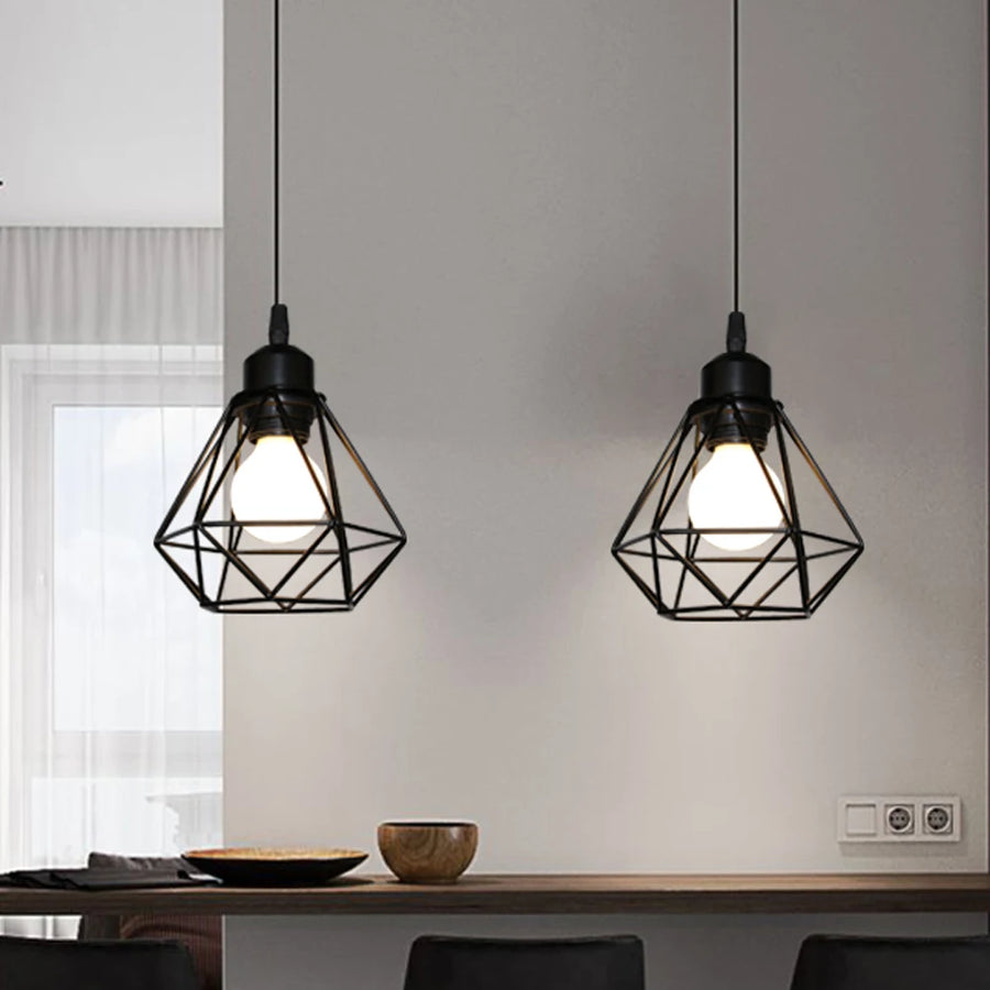 Suspension Abat-Jour Acier Noir et Laiton Industriel - Cuisine Salon Bureau — Puro