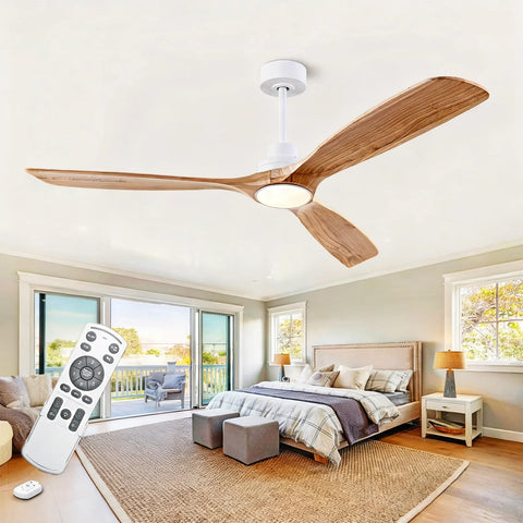 Ventilateur de Plafond Bois Naturel avec Éclairage