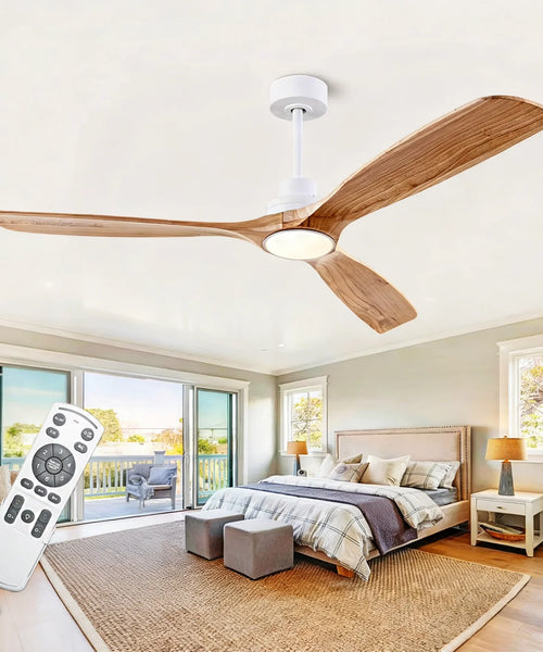 Ventilateur de Plafond Bois Naturel avec Éclairage