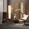 Lampadaire Cylindre Tissu Blanc et Bois Naturel - Salon Bureau Chambre — Canna