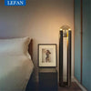 Lampadaire Cylindre Métal Noir et Verre Ambré - Salon Bureau Chambre — Prisme