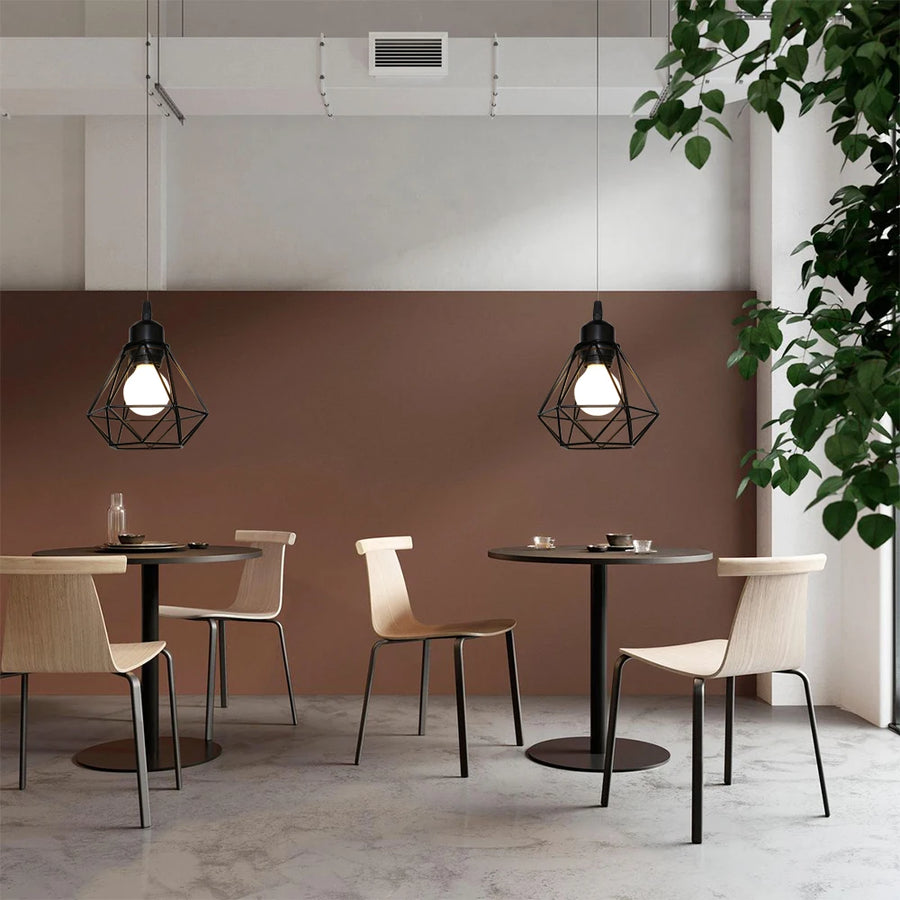 Suspension Abat-Jour Acier Noir et Laiton Industriel - Cuisine Salon Bureau — Puro