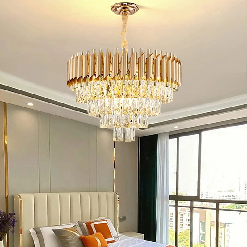 Luísa Cascade Cristal et Métal Doré Art Déco