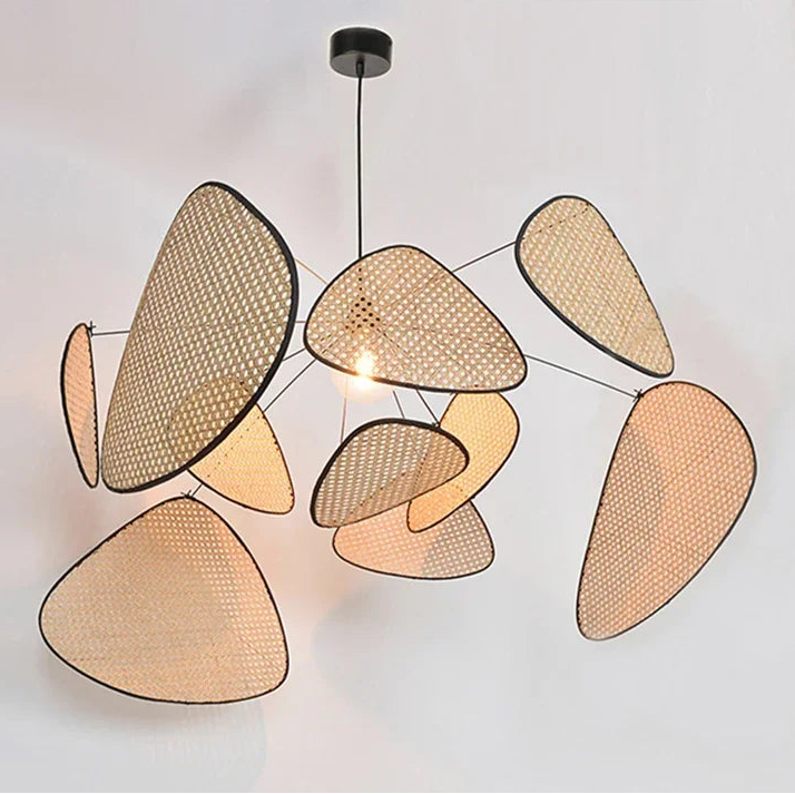 Lustre Suspension Pétales Rotin Naturel Contemporain Design - Salon Salle à Manger — Orika