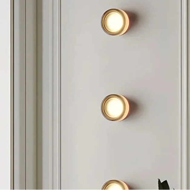 Applique Murale Anneau Verre Ambré et Métal Chromé Ronde - Chambre Salle de Bain Salon — Cuabo