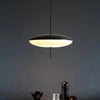 Suspension Disque Métal Noir et Verre Opalin - Chambre Salon Cuisine — Xenon