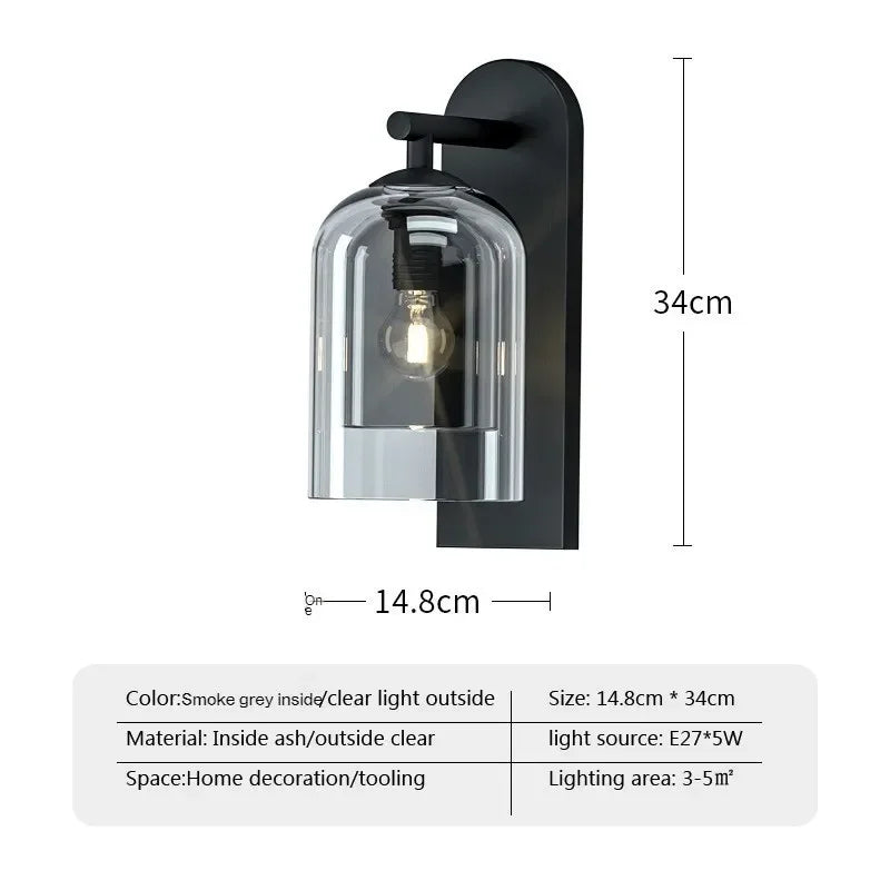 Orm Cloche Verre Fumé et Métal Noir