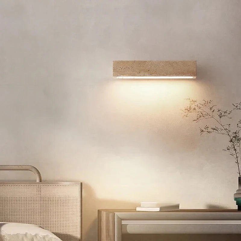 Applique Murale Pierre Travertin LED Chambre - Chambre Salon Salle de Bain — Galvus