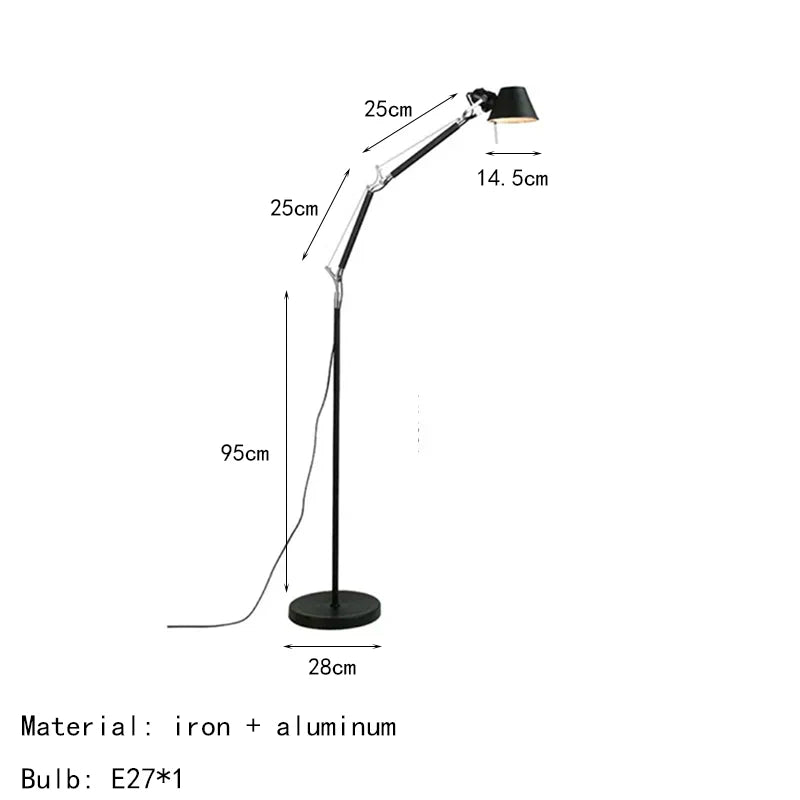 Lampadaire Bras Articulé Acier Chromé Minimaliste Design - Salon Bureau Chambre — Aura