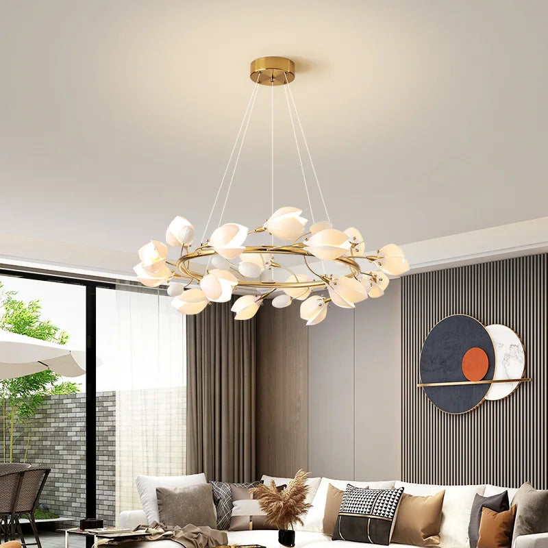 Lustre Suspension Demi-Sphère Céramique Blanche Minimaliste Design - Salon Salle à Manger — Eos