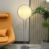Lampadaire Sphère Verre Opalin et Métal Chromé Minimaliste Design - Salon Bureau Chambre — Orbe
