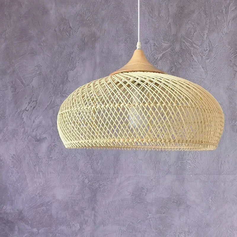 Suspension Goutte Rotin Noir et Bois Naturel - Cuisine Chambre Salon — Drops