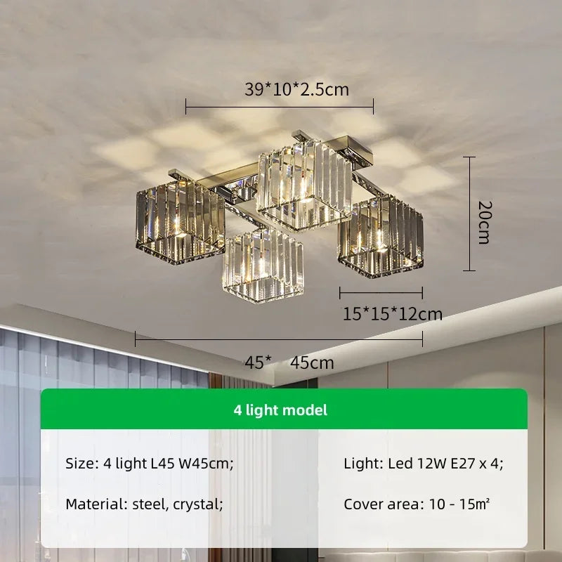 Sofia Cube Cristal et Métal Chromé Art Déco