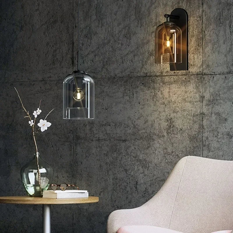Orm Cloche Verre Fumé et Métal Noir