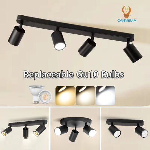 Suspension Rail Cylindres Acier Noir Mat Minimaliste Design - Chambre Salon Cuisine — Réglette