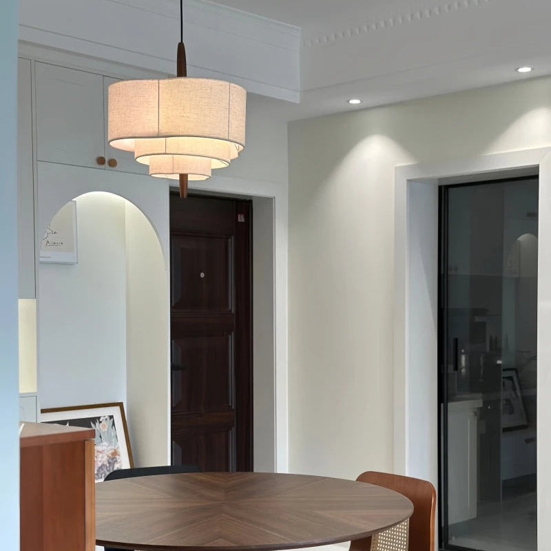 Suspension Anneaux Tissu Crème Minimaliste Design - Chambre Salon Cuisine — Onyx