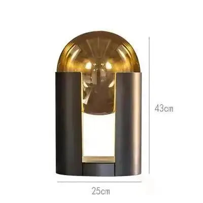 Lampadaire Cylindre Métal Noir et Verre Ambré - Salon Bureau Chambre — Prisme