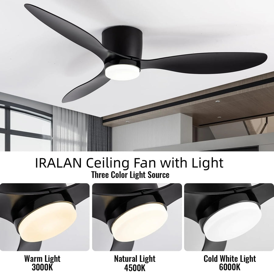 Ventilateur de Plafond Compact avec Éclairage LED