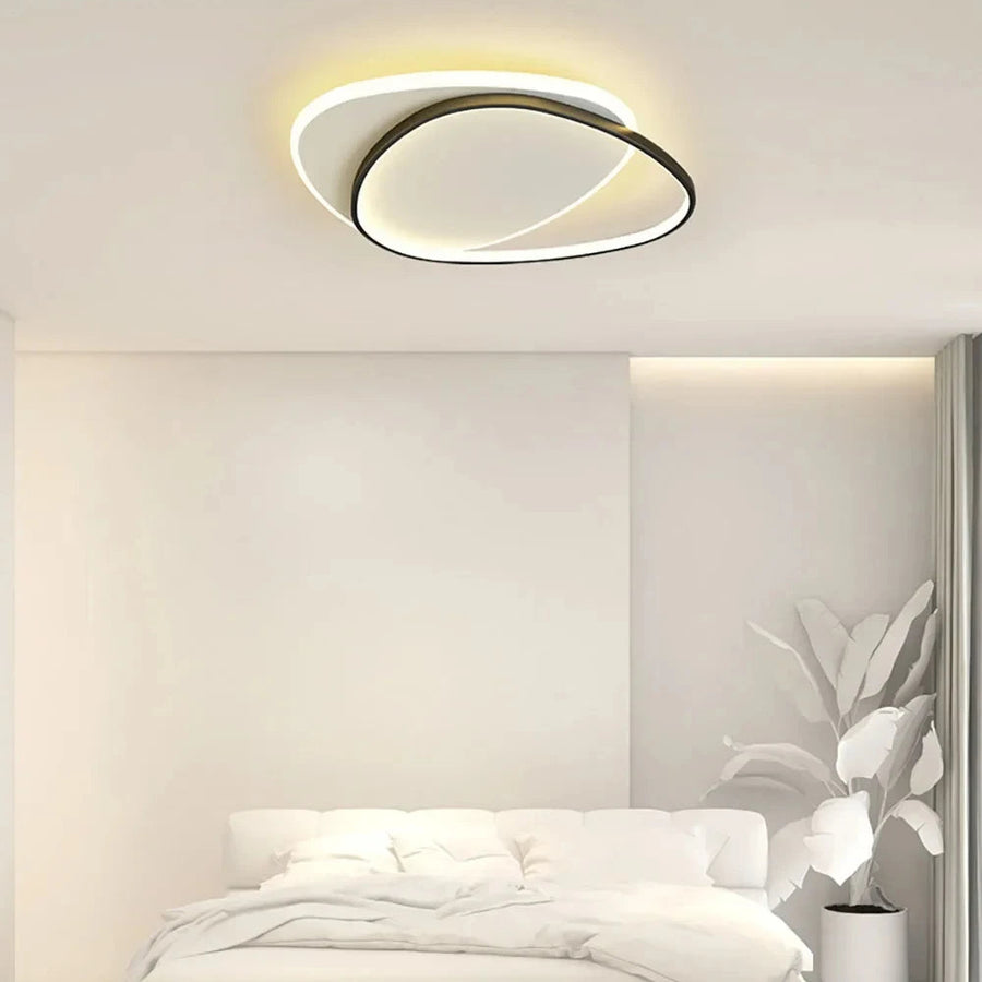Plafonnier Anneaux Métal Noir et Blanc Minimaliste Design Moderne - Salle de Bain Salon Chambre — Horos