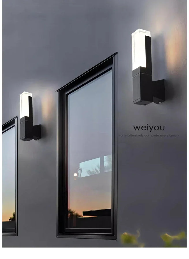 Cylindre Verre Transparent et Métal Noir — Lumio